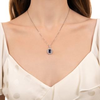 Estate 2.49 Carat Sapphire and Diamond Pendant - GIA
