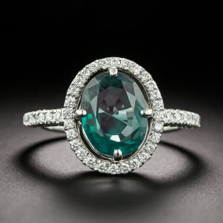 Estate 2.50 Carat Brazilian Alexandrite and Diamond Halo Ring - 5