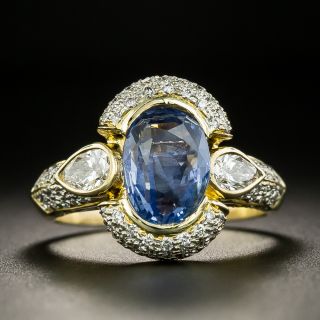 Estate 2.50 Carat No-Heat Ceylon Sapphire and Diamond Ring  - 2
