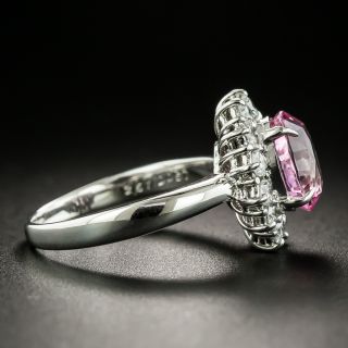 Estate 2.51 Carat Padparadscha Sapphire and  Diamond Cluster Ring