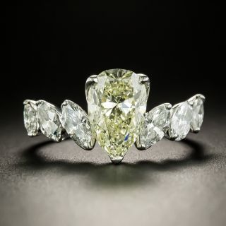 Estate 2.51 Carat Yellow Pear-Shaped Diamond Ring - GIA - 2