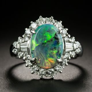 Estate 2.52 Carat Black Opal and Diamond Ring - 2
