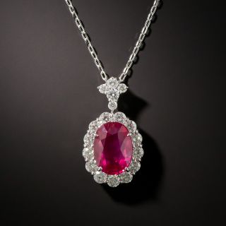 Estate 2.52 Carat Ruby and Diamond Pendant - AGL - 1