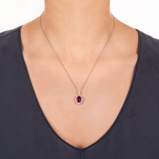 Estate 2.52 Carat Ruby and Diamond Pendant - AGL
