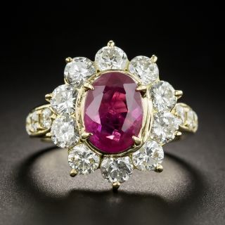 Estate 2.56 Ct. Thai Ruby and Diamond Halo Ring - GIA - 3