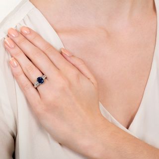 Estate 2.57 Carat Sapphire and Diamond Ring