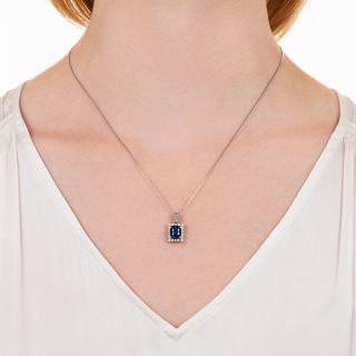 Estate 2.58 Carat Sapphire and Diamond Pendant Necklace