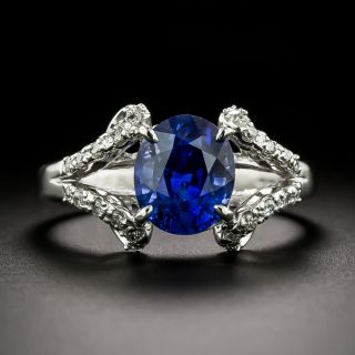 Estate 2.59 Carat Sapphire and Diamond Ring - GIA  - 3