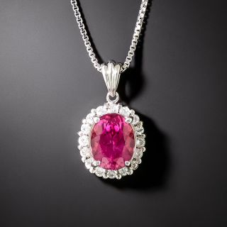Estate 2.67 Carat Pink Tourmaline and Diamond Pendant - 3
