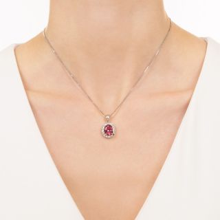 Estate 2.67 Carat Pink Tourmaline and Diamond Pendant