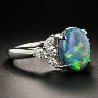 Estate 2.69 Carat Black Opal and Diamond Ring 