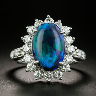 Estate 2.71 Carat Black Opal and Diamond Ring - 1