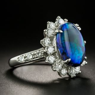 Estate 2.71 Carat Black Opal and Diamond Ring