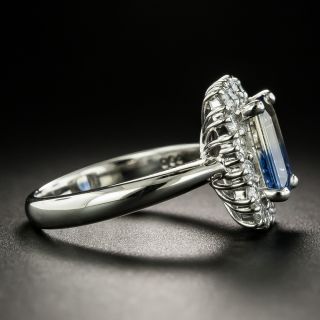 Estate 2.72 Ct. Blue & White Bi-Color Sapphire Platinum Diamond Ring