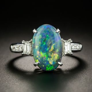 Estate 2.73 Carat Black Opal and Diamond Ring - 1