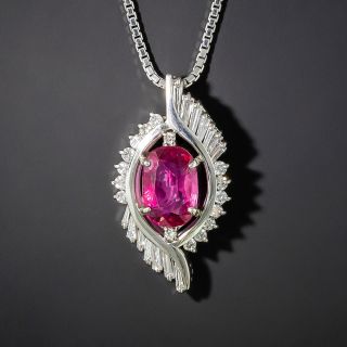 Estate 2.74 Carat Ruby and Diamond Pendant - GIA - 2
