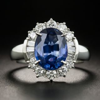 Estate 2.77 Sapphire Platinum Diamond Ring - 2