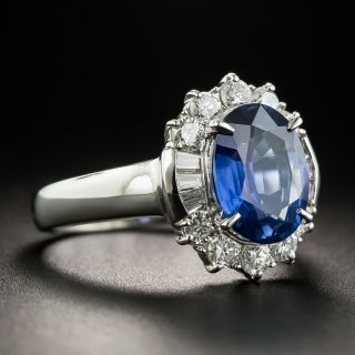 Estate 2.77 Sapphire Platinum Diamond Ring