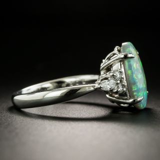 Estate 2.78 Black Opal Cabochon and Diamond Ring 