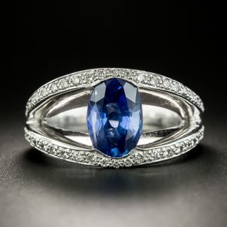 Estate 2.78 Carat No-Heat Ceylon Sapphire and Diamond Ring - 3