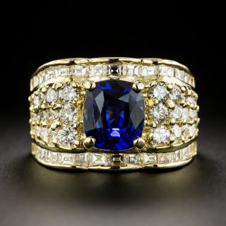 Estate 2.83 Carat Sapphire and Diamond 18K Ring - GIA Sri Lanka - 2