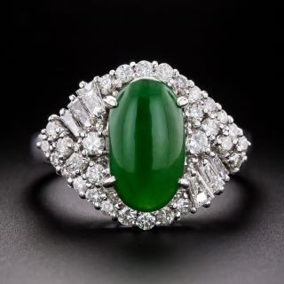Estate 2.84 Carat Jade and Diamond Ring - 2