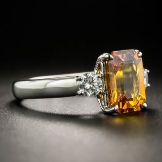 Estate 2.85 Carat Orange Ceylon Sapphire and Diamond Ring - GIA
