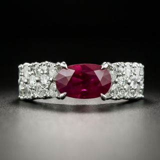Estate 2.90 Carat Burmese Ruby and Diamond Ring - GIA - 1