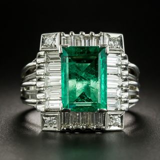 Estate 2.90 Carat Emerald and Diamond Ring  - 2