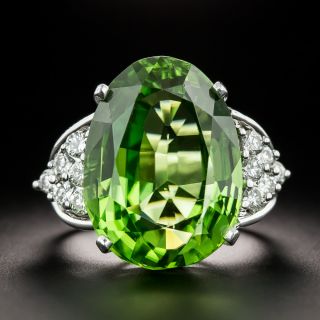 Estate 20.61 Carat Peridot and Diamond Cocktail Ring - GIA - 3