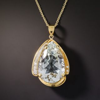 Estate 20.70 Carat Pear-Shaped Aquamarine Pendant - 3