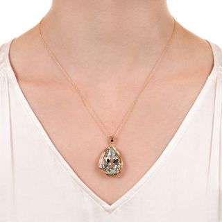 Estate 20.70 Carat Pear-Shaped Aquamarine Pendant