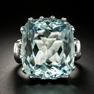 Estate 21.00 Carat Aquamarine and Diamond Ring - 2