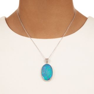 Estate 21.34 Carat Bezel-Set Opal Pendant