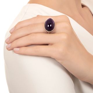 Estate 22.00 Carat Oval Cabochon Amethyst Ring