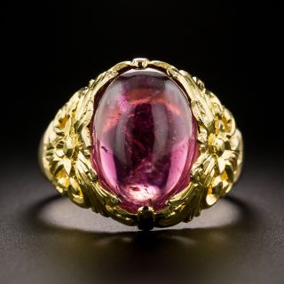 Estate 22K Pink Tourmaline Cabochon Ring - 3