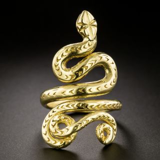 Estate 22K Snake Ring, French Import - 2