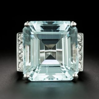Estate 23.11 Carat Aquamarine and Diamond Ring - 2