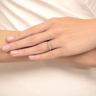 Estate .27 Carat Golden Sapphire and Diamond Ring 