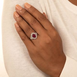 Estate 3.00 Carat Burmese Ruby and Diamond Ring - GIA