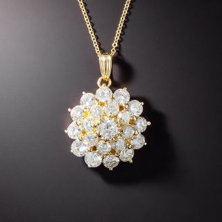 Estate 3.00 Carat Diamond Cluster Pendant  - 3