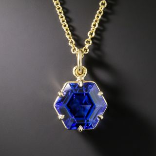 Estate 3.00 Carat Hexagonal Tanzanite 18K Pendant  - 2