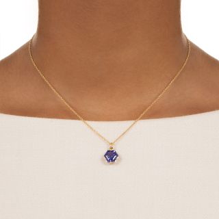 Estate 3.00 Carat Hexagonal Tanzanite 18K Pendant 