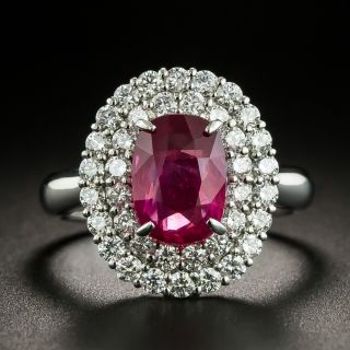 Estate 3.01 Carat No-heat Ruby and Diamond Ring - GIA - 1