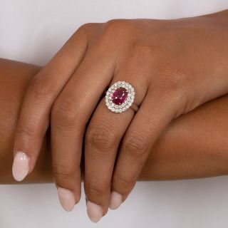 Estate 3.01 Carat No-heat Ruby and Diamond Ring - GIA