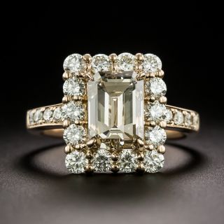 Estate 3.02 Carat Emerald-Cut Diamond Halo Ring - GIA  - 2