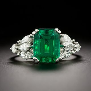 Estate 3.03 Carat Emerald and Diamond Ring - GIA F1 - 3