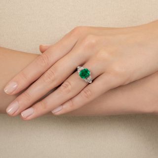 Estate 3.03 Carat Emerald and Diamond Ring - GIA F1