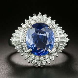 Estate 3.03 Carat Sapphire and Diamond Halo Ring - 3