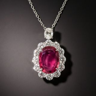 Estate 3.04 Carat No-Heat Ruby and Diamond Pendant - GIA - 2